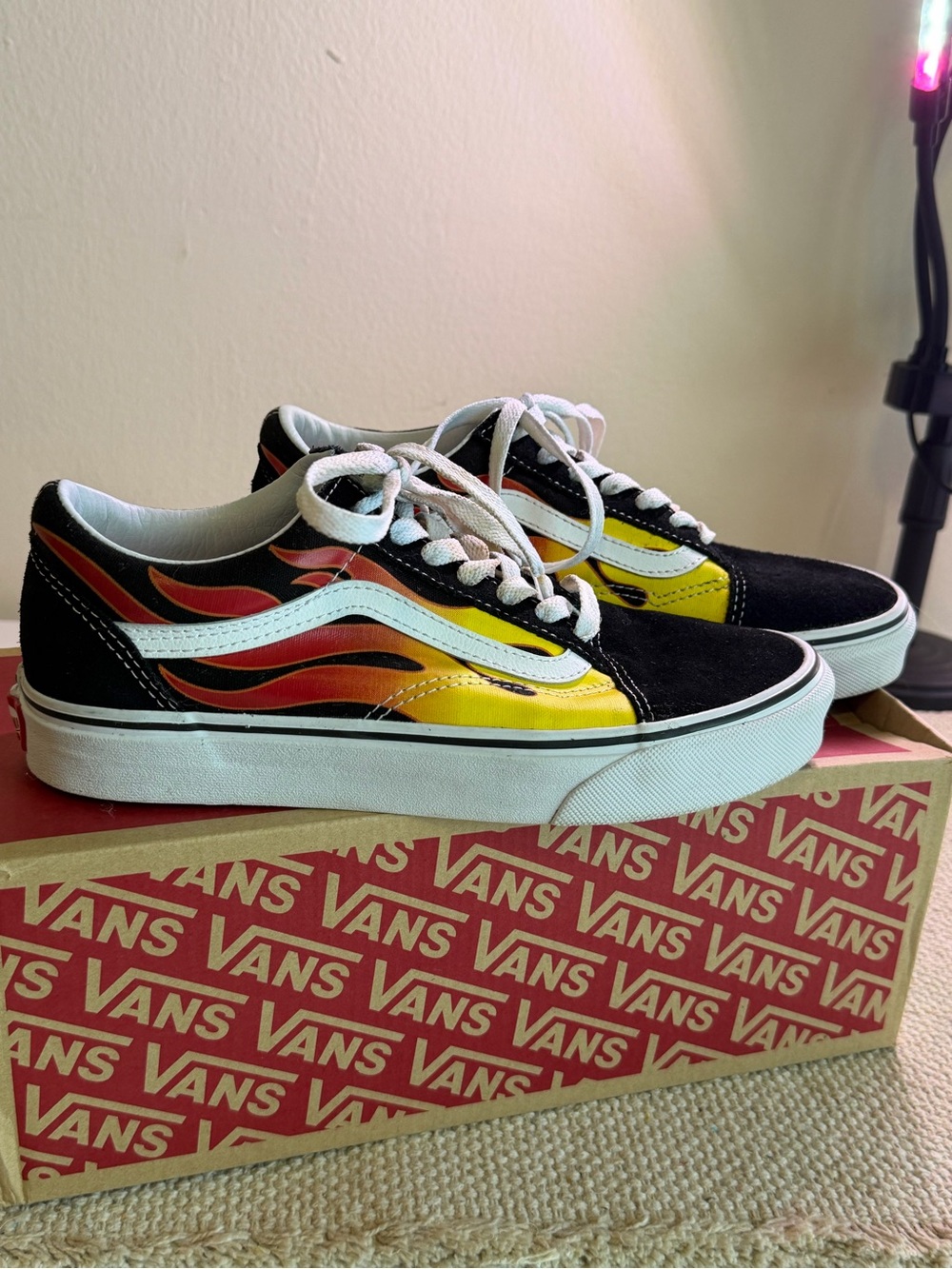 Vans Old Skool Red Flame Sneakers | Y2K Skater Streetwear